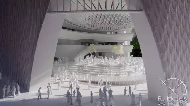 ▲戲曲中心概念模型內(nèi)往來不絕的人潮。